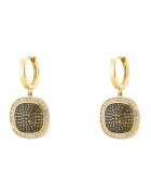 OXETTE Обеци с покритие от 18K жълто злато и циркони - Бял/Златист