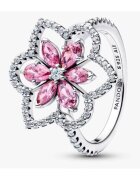Pandora Коктейлен пръстен с две цветя от цирконий - Сребро 925 -