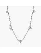 Pandora Колие с верижка и сърца от цирконий - изработено от сребро 925 - 45 см