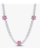 Pandora Колие тип тенис Цирконий с розови цветя - Сребро 925