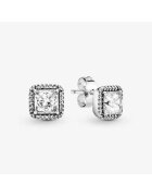 Pandora Обеци Square Halo Zirconia - Сребро 925