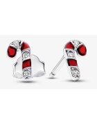 Pandora Обеци във формата на близалка бастунче за Коледа - Сребро 925