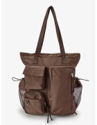 Penti чанта тип tote от полиэстер с множество джобове и структурирана форма Denise - мока кафяво - универсален размер