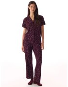 Penti Дамски пижами Leopard червени Burgundy вискоза еластан