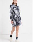 Pepe Jeans London Карирана рокля-риза - Бял/Тъмносин