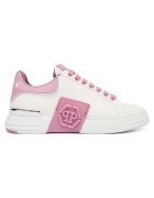 Philipp Plein Мъжки кецове - естествена кожа - бяло и розово