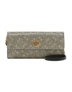 Pinko Клъч с декоративни камъни и монограм - Златист/Каки