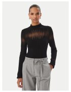 Rinascimento Дамска блуза slim fit с дълъг ръкав - черна - вискоза - полиестер