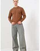 Scotch  Soda Памучен суитшърт с лого - Тъмнокафяв/Розово