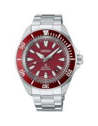 Seiko Мъжки часовник Prospex SEA Professional Diver's Automatic - механизъм 4R35 - верижка и корпус от неръждаема стомана - червен циферблат - водоустойчив 200м