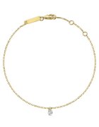 Sereine Гривна Wispy от жълто злато 14K с 1 естествен диамант 0.10 кт - 17 см