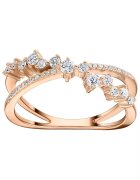 Sereine Пръстен Radiant от розово злато 14K с 35 естествени диаманта 0.39 кт - размер