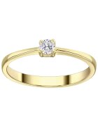 Sereine Пръстен Sole от жълто злато 14K с 1 естествен диамант 0.10 кт - размер