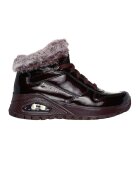 Skechers Боти от лачена еко кожа с еко пух - Черен/Сив