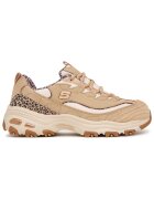 Skechers маратонки от екологична кожа с връзки - леопардов принт и дебела подметка - кафяви
