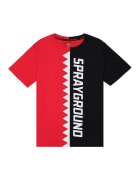 Sprayground Тениска в цветен блок с овално деколте - Бял/Черен/Аленочервен