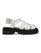 Steve Madden Кожени равни сандали с тока - Черен/Мръснобял
