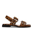 Steve Madden Кожени сандали Saria с животинска шарка - Слонова кост/Черен