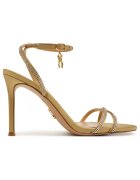 Steve Madden Сандали от естествена кожа с ток и катарама - златисти