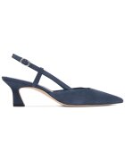STUART WEITZMAN обувки на ток от велур - слингбек със заострен връх и катарама -