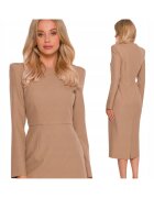 Stylove Миди рокля - S412 Функционално кръгло деколте - Дълги ръкави - Скрит цип на гърба