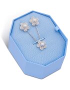 Swarovski обеци от метал с кристали и перла във формата на цвете - сребристи - модел 0000306161092