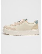 Timberland Кожени спортни обувки Laurel Court с велур - Бял/Tъмносив