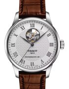 Tissot Часовник Le Locle Powermatic 80 Open Heart - автоматичен - резерв на мощност 80ч - кожена каишка - кафяв