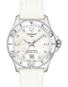 Tissot Дамски часовник Seastar 1000 - кварцов механизъм F05.412 - 8 диаманта - бял силикон - 30 ATM