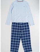 Tommy Hilfiger Дълга пижама с карирана долна част - Жълт/Бледозелен/Тъмносин