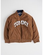 Tommy Hilfiger Двулицево яке с райе и лого - Бял/Светлокафяв