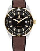 Tommy Hilfiger Мъжки часовник TH85 - автоматичен - черен циферблат - хибридна каишка - 40mm