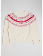 Tommy Hilfiger Памучен плетен пуловер със стандартна кройка - Бял/Малина