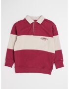 Tommy Hilfiger Памучна блуза с яка и релеф - Бордо/Светло кафяво