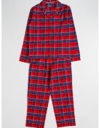 Tommy Hilfiger Памучна карирана пижама - Кралско Синьо/Аленочервен