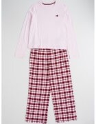 Tommy Hilfiger Памучна пижама с принт - Бордо/Светлорозов