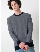 Tommy Hilfiger Пуловер с органичен памук с десен - Черен/Мръснобял