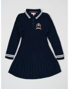 Tommy Hilfiger Разкроена плетена рокля - Бледожълт/Тъмносин