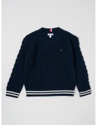 Tommy Hilfiger Рипсен пуловер с ниска яка