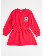 Tommy Hilfiger Рокля с органичен памук с дълги ръкави и шарка на гърба - Бял/Ултрамарин синьо/Малина