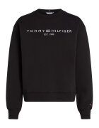 Tommy Hilfiger Суитшърт с овално деколте с лого - Бял/Черен