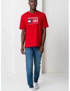 Tommy Hilfiger Тениска с лого - Червен/Избеляло черно/Бял