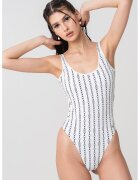 Tommy Hilfiger Цял бански с принт - Бял/Ултрамарин синьо