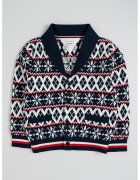 Tommy Hilfiger Жилетка с принт и копчета - Ултрамарин синьо/Аленочервен