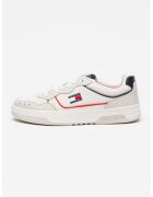 Tommy Jeans Кожени спортни обувки Cupsole с контрасти - Бял/Светло сив/Тъмносин