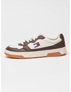 Tommy Jeans Кожени спортни обувки с нисък профил - Бял/Кафяв