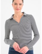 Tommy Jeans Раирана блуза с яка