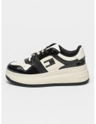 Tommy Jeans Скосени кожени спортни обувки с контрасти - Бял/Черен
