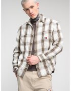Tommy Jeans Свободна риза на каре - Бял/Избеляло черно
