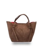Toro Nero Дамска чанта от естествена велурена кожа таупе киаро Лорета